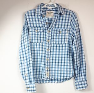 Abercrombie & Fitch Casual Blue Plaid Shirt